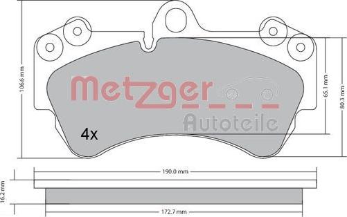 Metzger 1170242 - Комплект спирачно феродо, дискови спирачки vvparts.bg