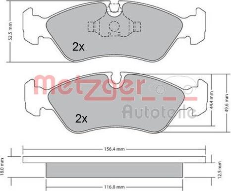 Metzger 1170252 - Комплект спирачно феродо, дискови спирачки vvparts.bg