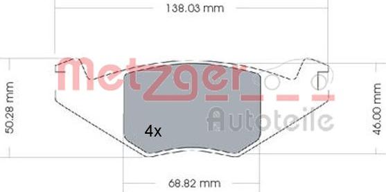 Metzger 1170257 - Комплект спирачно феродо, дискови спирачки vvparts.bg