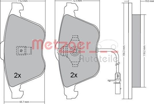 Metzger 1170268 - Комплект спирачно феродо, дискови спирачки vvparts.bg