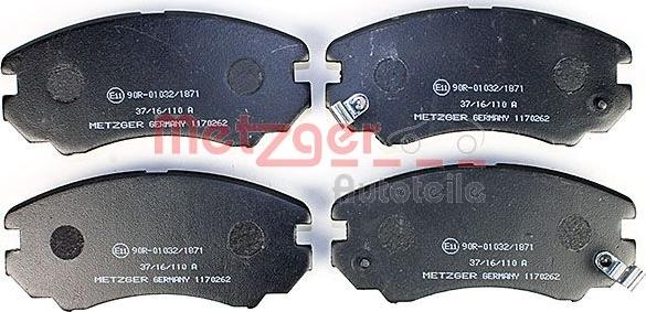 Metzger 1170262 - Комплект спирачно феродо, дискови спирачки vvparts.bg