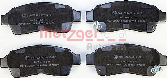 Metzger 1170209 - Комплект спирачно феродо, дискови спирачки vvparts.bg