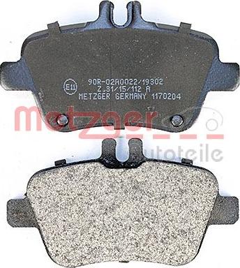 Metzger 1170204 - Комплект спирачно феродо, дискови спирачки vvparts.bg