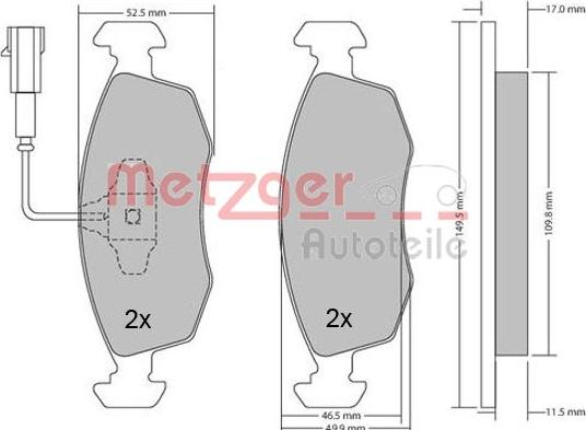 Metzger 1170202 - Комплект спирачно феродо, дискови спирачки vvparts.bg