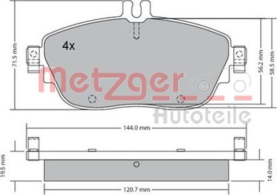 Metzger 1170215 - Комплект спирачно феродо, дискови спирачки vvparts.bg