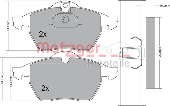 Metzger 1170216 - Комплект спирачно феродо, дискови спирачки vvparts.bg