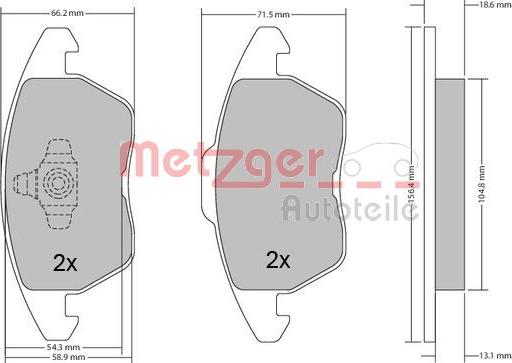 Metzger 1170211 - Комплект спирачно феродо, дискови спирачки vvparts.bg