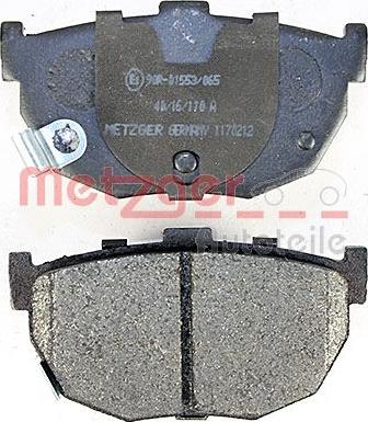Metzger 1170212 - Комплект спирачно феродо, дискови спирачки vvparts.bg