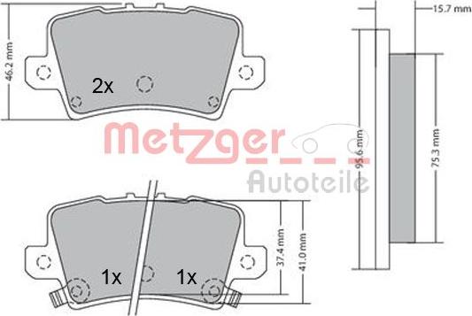 Metzger 1170288 - Комплект спирачно феродо, дискови спирачки vvparts.bg