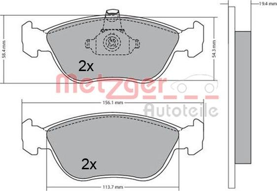 Metzger 1170282 - Комплект спирачно феродо, дискови спирачки vvparts.bg
