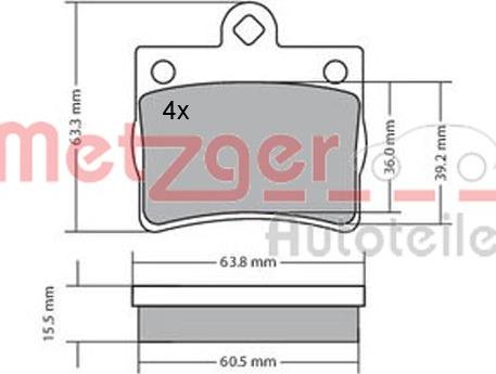 Metzger 1170239 - Комплект спирачно феродо, дискови спирачки vvparts.bg