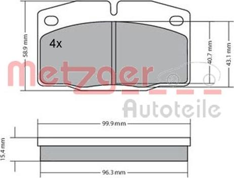 Metzger 1170234 - Комплект спирачно феродо, дискови спирачки vvparts.bg