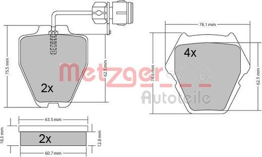 Metzger 1170231 - Комплект спирачно феродо, дискови спирачки vvparts.bg