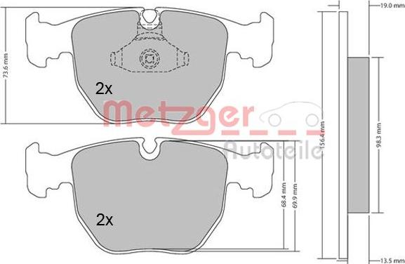 Metzger 1170238 - Комплект спирачно феродо, дискови спирачки vvparts.bg