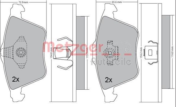 Metzger 1170233 - Комплект спирачно феродо, дискови спирачки vvparts.bg