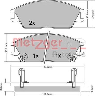 Metzger 1170224 - Комплект спирачно феродо, дискови спирачки vvparts.bg