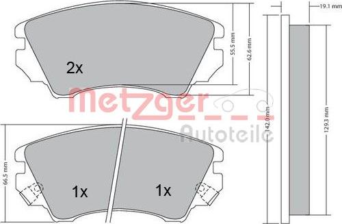 Metzger 1170221 - Комплект спирачно феродо, дискови спирачки vvparts.bg