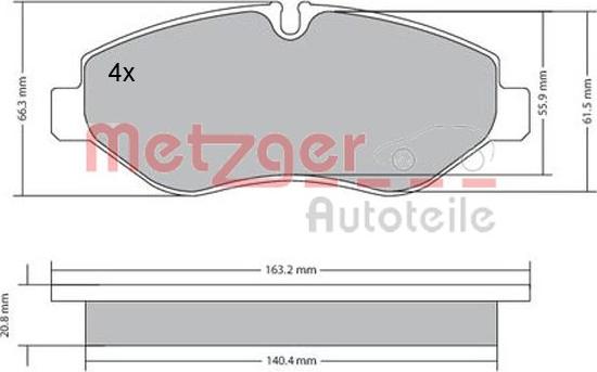 Metzger 1170271 - Комплект спирачно феродо, дискови спирачки vvparts.bg