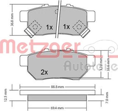 Metzger 1170272 - Комплект спирачно феродо, дискови спирачки vvparts.bg