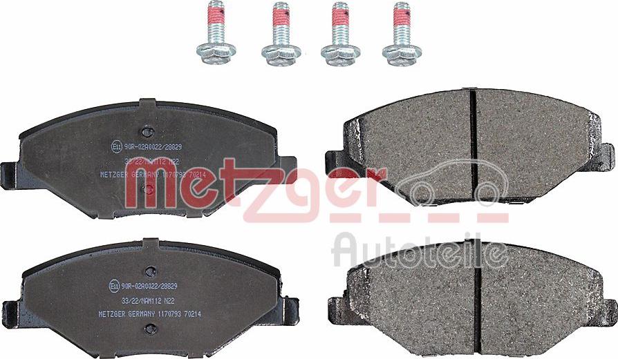 Metzger 1170793 - Комплект спирачно феродо, дискови спирачки vvparts.bg
