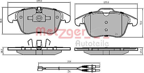 Metzger 1170773 - Комплект спирачно феродо, дискови спирачки vvparts.bg