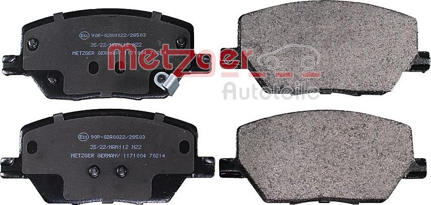 Metzger 1171004 - Комплект спирачно феродо, дискови спирачки vvparts.bg