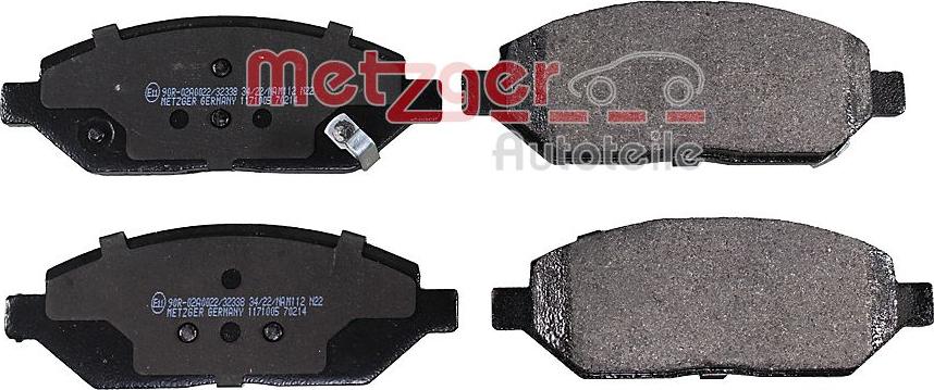 Metzger 1171005 - Комплект спирачно феродо, дискови спирачки vvparts.bg