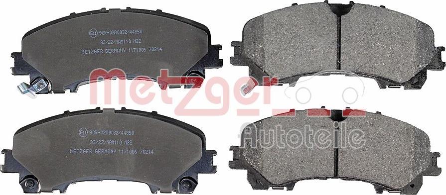 Metzger 1171006 - Комплект спирачно феродо, дискови спирачки vvparts.bg