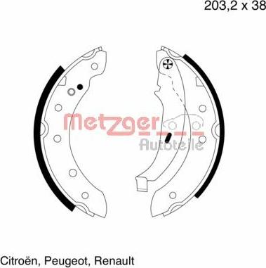 Metzger MG 584 - Комплект спирачна челюст vvparts.bg