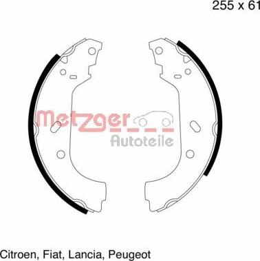 Metzger MG 600 - Комплект спирачна челюст vvparts.bg