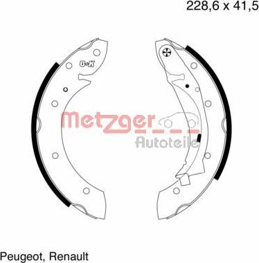 Metzger MG 634 - Комплект спирачна челюст vvparts.bg