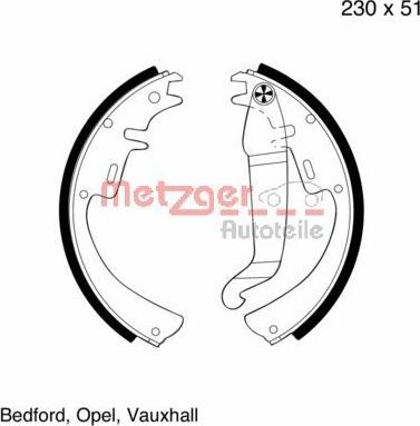 Metzger MG 109 - Комплект спирачна челюст vvparts.bg