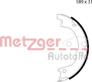 Metzger MG 127 - Комплект спирачна челюст, ръчна спирачка vvparts.bg