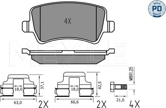 Meyle 025 244 9617/PD - Комплект спирачно феродо, дискови спирачки vvparts.bg