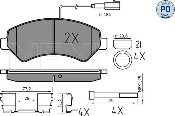 Meyle 025 244 6619-1/PD - Комплект спирачно феродо, дискови спирачки vvparts.bg