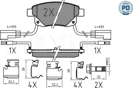 Meyle 025 244 8617/PD - Комплект спирачно феродо, дискови спирачки vvparts.bg