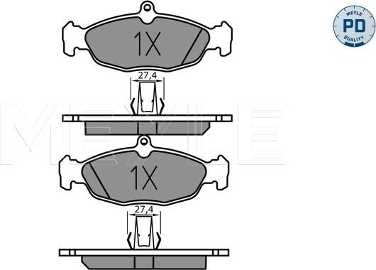 Meyle 025 244 8717/PD - Комплект спирачно феродо, дискови спирачки vvparts.bg