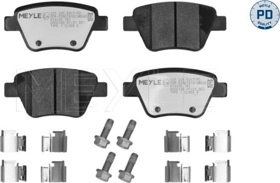 Meyle 025 245 6317/PD - Комплект спирачно феродо, дискови спирачки vvparts.bg