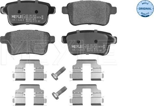 Meyle 025 246 9216 - Комплект спирачно феродо, дискови спирачки vvparts.bg