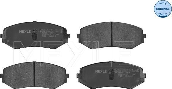 Meyle 025 243 4617/W - Комплект спирачно феродо, дискови спирачки vvparts.bg