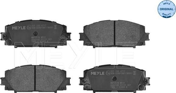 Meyle 025 243 4717 - Комплект спирачно феродо, дискови спирачки vvparts.bg