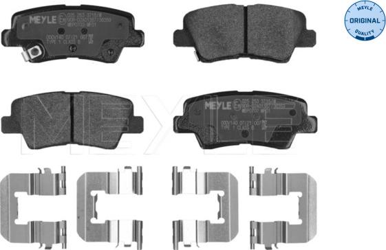 Meyle 025 253 3715/W - Комплект спирачно феродо, дискови спирачки vvparts.bg