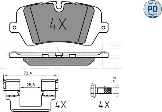 Meyle 025 257 2016/PD - Комплект спирачно феродо, дискови спирачки vvparts.bg