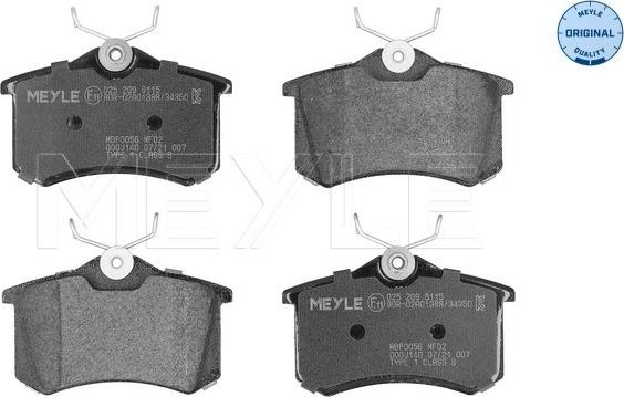 Meyle 025 209 6115 - Комплект спирачно феродо, дискови спирачки vvparts.bg
