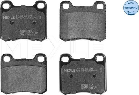 Meyle 025 206 8715 - Комплект спирачно феродо, дискови спирачки vvparts.bg