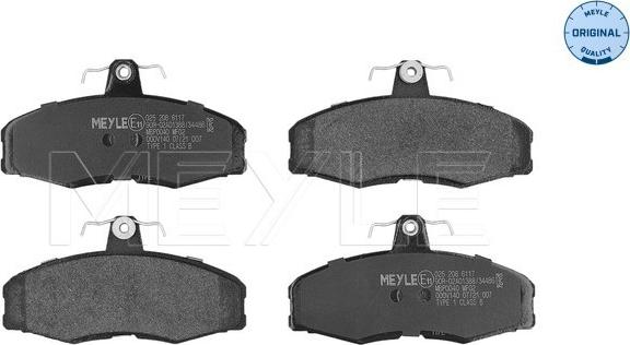 Meyle 025 208 6117 - Комплект спирачно феродо, дискови спирачки vvparts.bg