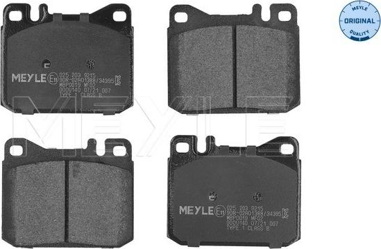 Meyle 025 203 9215 - Комплект спирачно феродо, дискови спирачки vvparts.bg