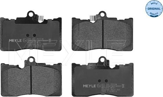 Meyle 025 203 2517/W - Комплект спирачно феродо, дискови спирачки vvparts.bg
