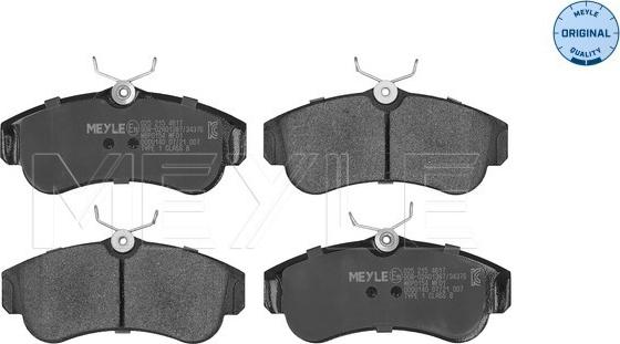 Meyle 025 215 4617 - Комплект спирачно феродо, дискови спирачки vvparts.bg