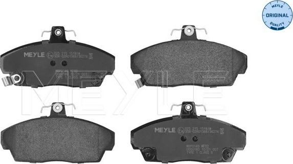Meyle 025 215 1518/W - Комплект спирачно феродо, дискови спирачки vvparts.bg
